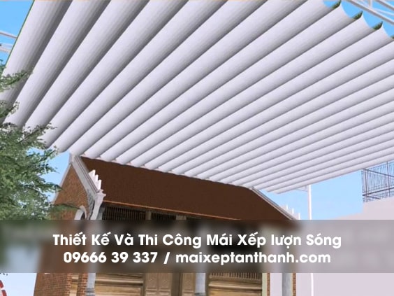 Thiết kế & thi công mái xếp di động lượn sóng đẹp tại Hà Nội
